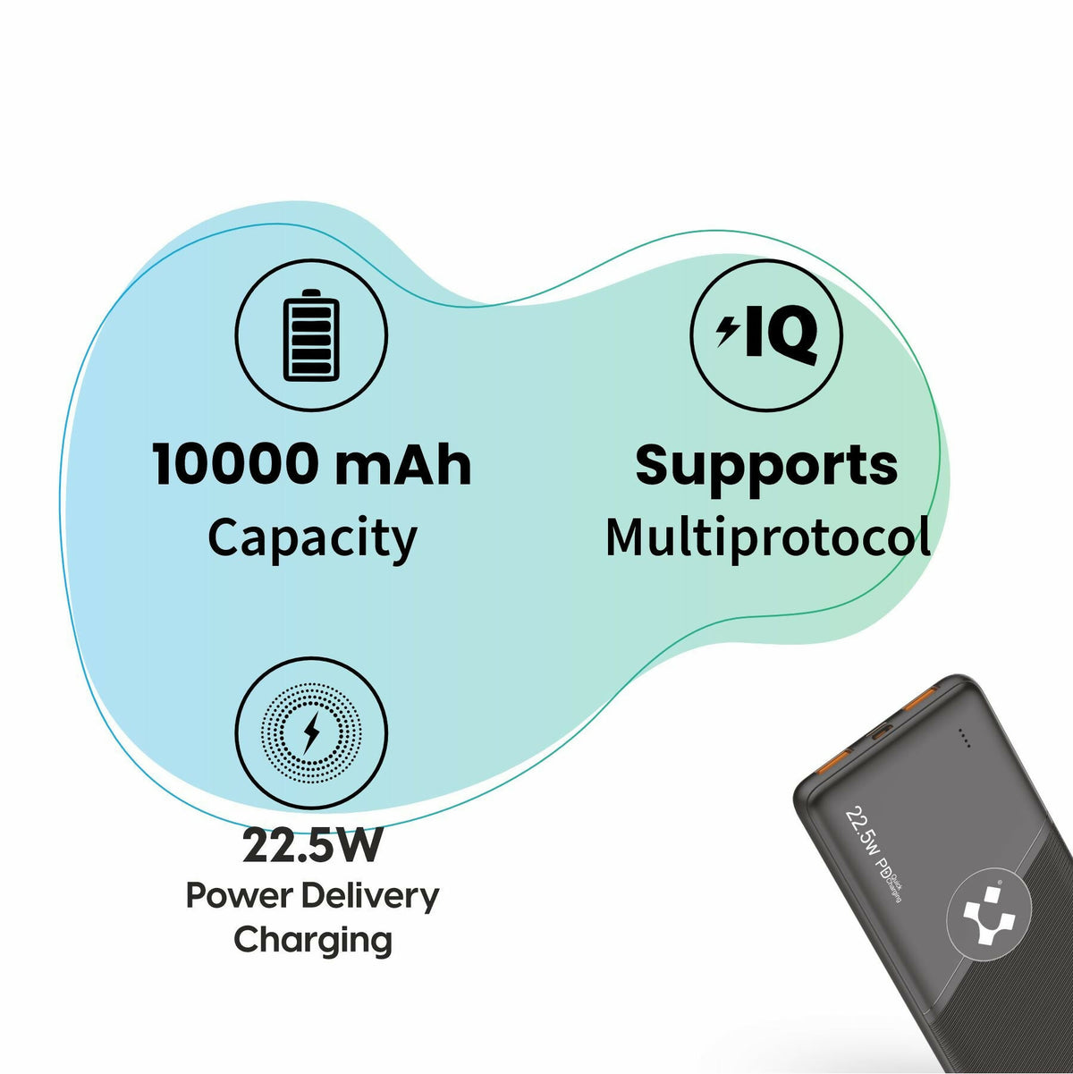 LYNE PowerBox 17 10000mAh 22.5W PD Fast Charging Power Bank with Type-C & Dual USB Output
