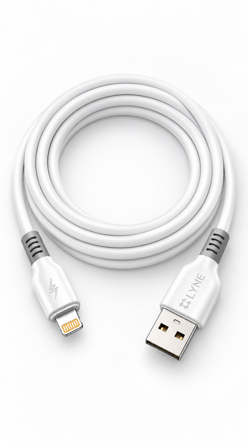 LYNE Flexy 67i Startup-66 25W USB-A to Lightning Quick Charging Data Cable – 1 Metre, White