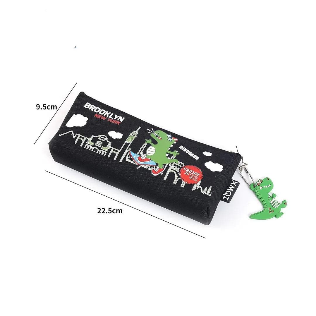 Simple And Classy Dino keychain Pouch (Black) - HalfPe