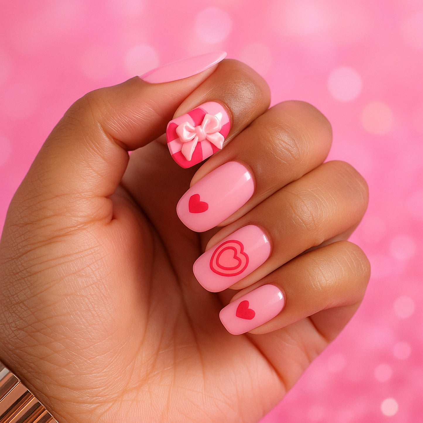 Premium Artificial False Nail Set With Mix Design - (Set)