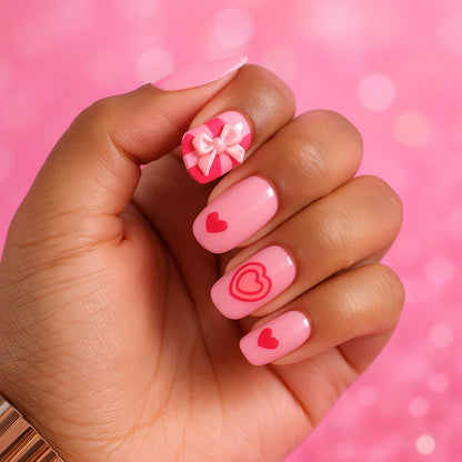 Premium Artificial False Nail Set With Mix Design - (Set)