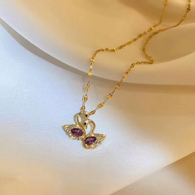 Jazz and Sizzle  Copper Purple Crystal Butterfly Pendant Necklace ‚Äì Gold Plated Elegant Jewelry