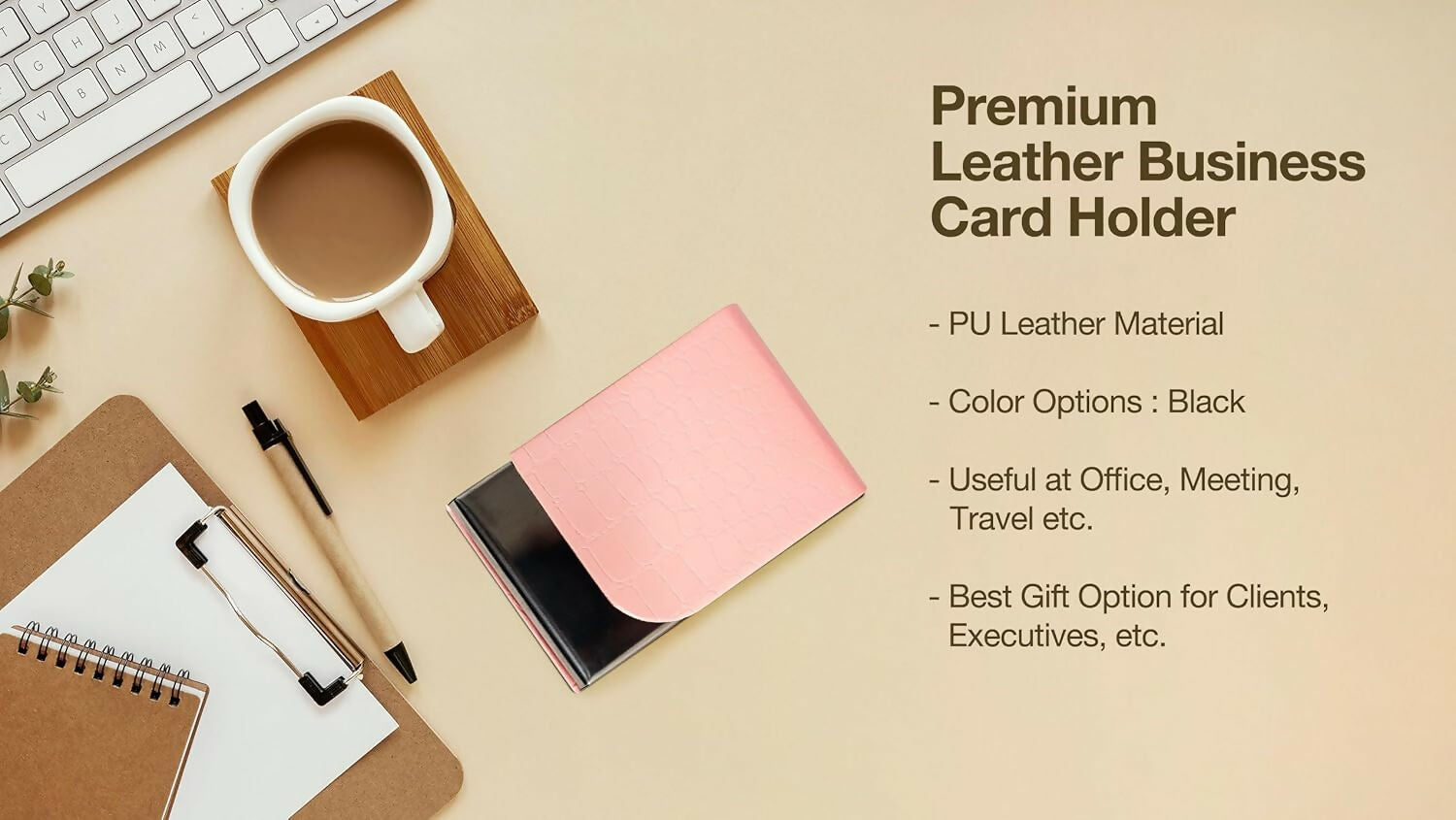 Pink PU Leather Business Visiting12