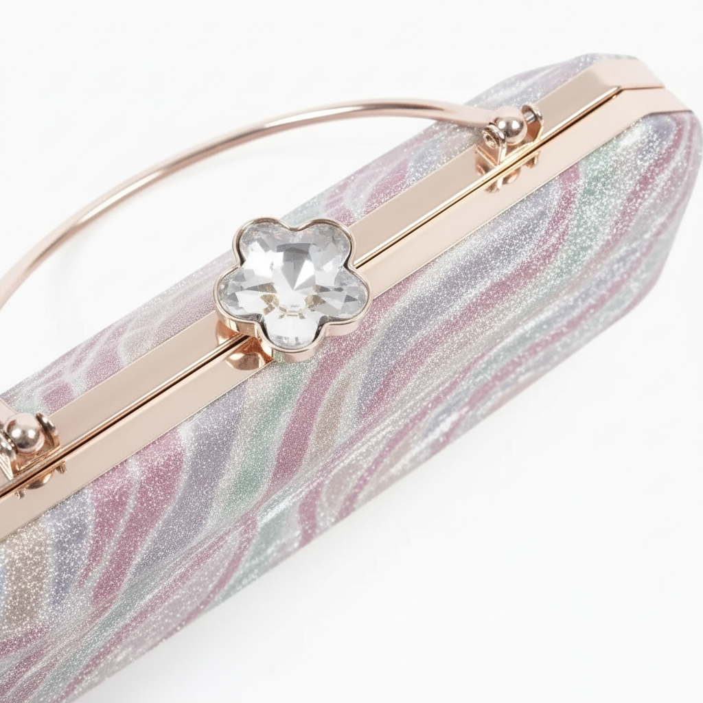 Premium Bridal Clutch with Top handle Detachable Chain Sling Strap( Pink ) SUPER