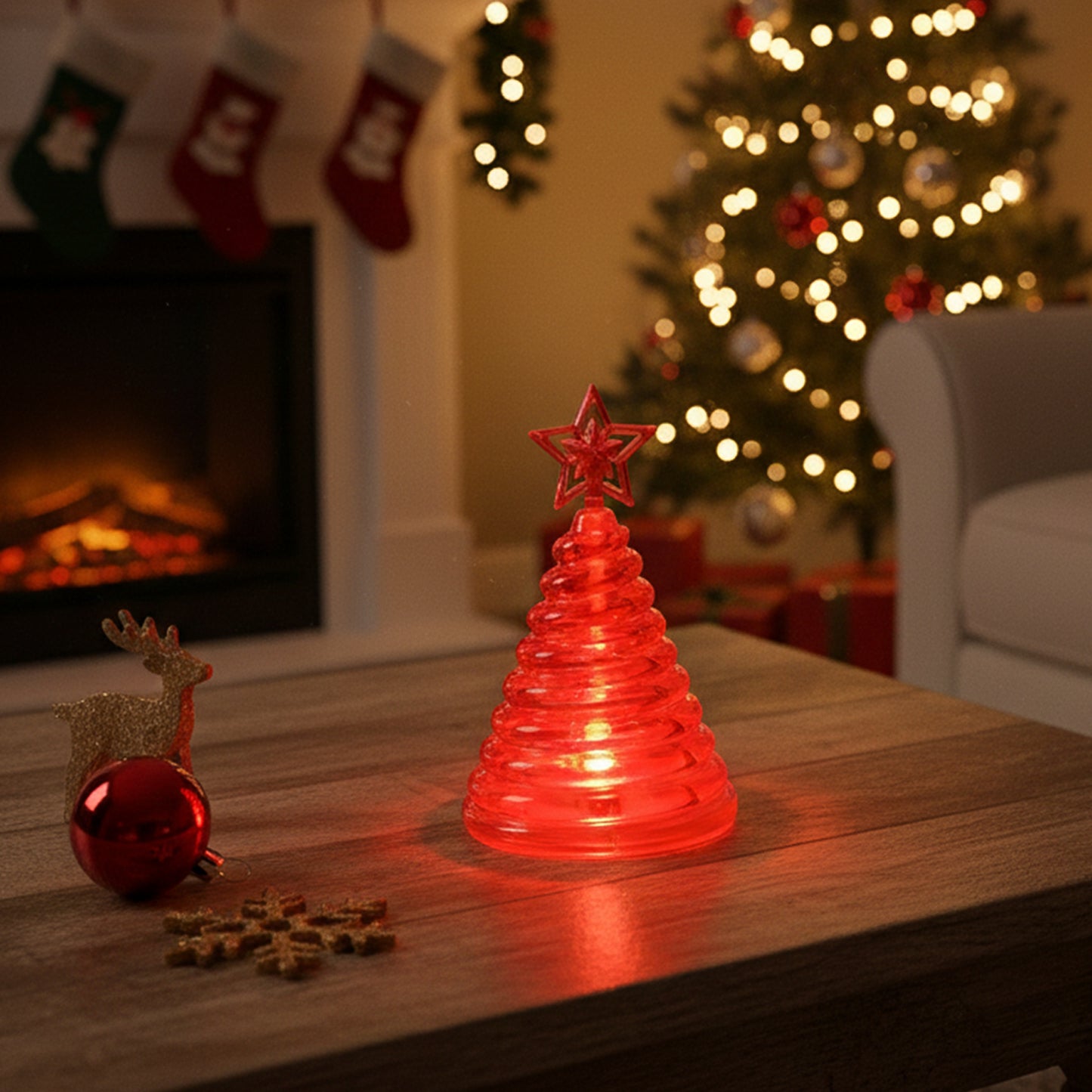 Premium Led Glowing Spiral Christmas Tree Night Lamp (1 Pc)