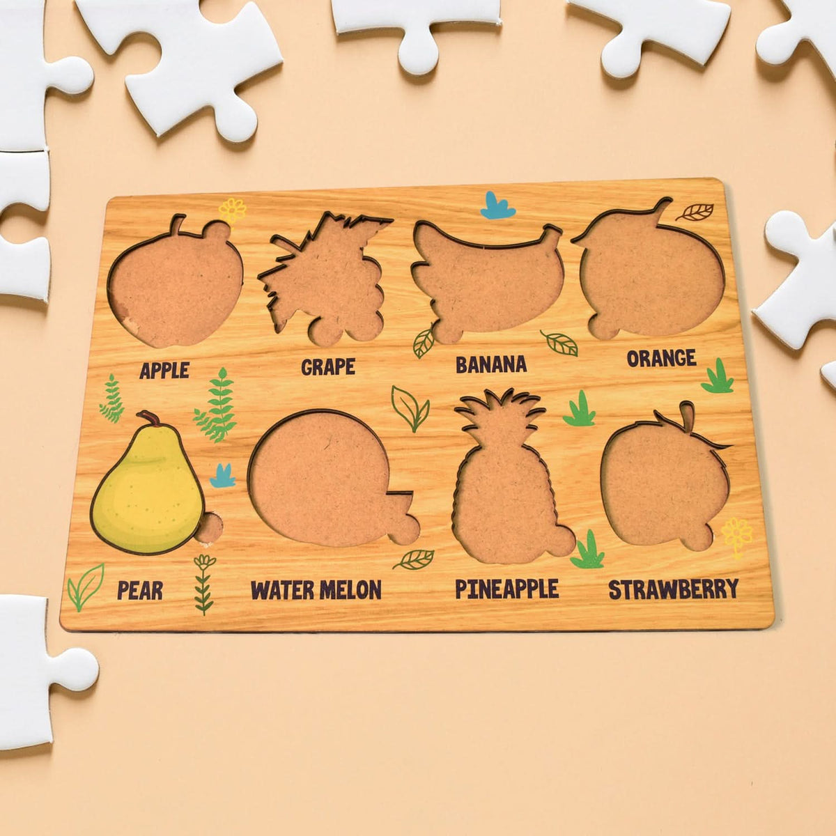 Wooden Fruits Puzzle Learning Educational Board (1 Set  2820 Cm) HP DD