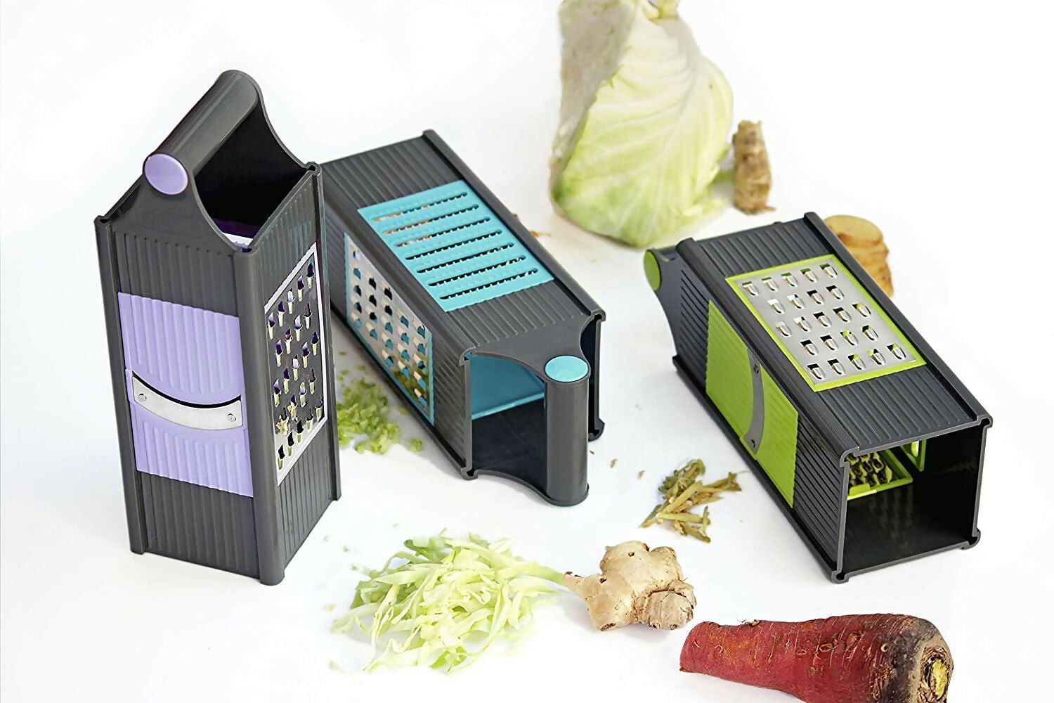 Bright 4-in-1 Slicer & Grater – Multi-Purpose Vegetable Cutter with Stainless Steel Blades & Easy Grip Handle