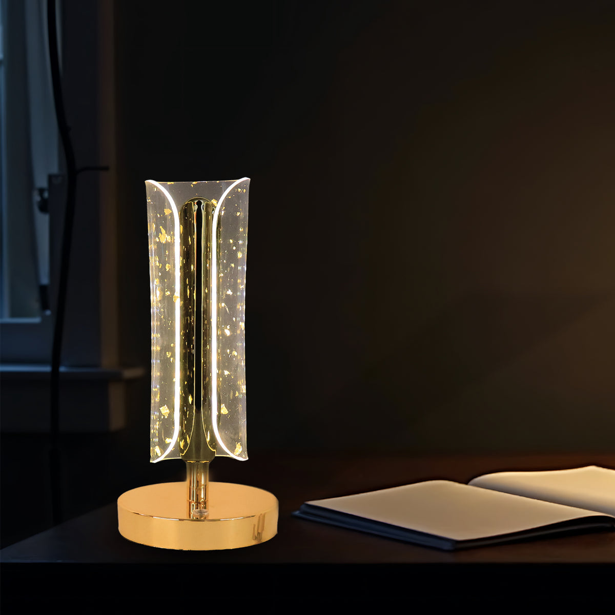 Crystal Table Lamp – Elegant Sparkle Design Golden Base LED Bedside Decorative Lamp for Bedroom, Living Room & Home Décor