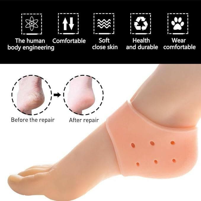 Zarked Heel leg pain relief products And Heel Pad for Men And Women - Beige Free Size - 1 Pair (anti crack Socks) - HalfPe