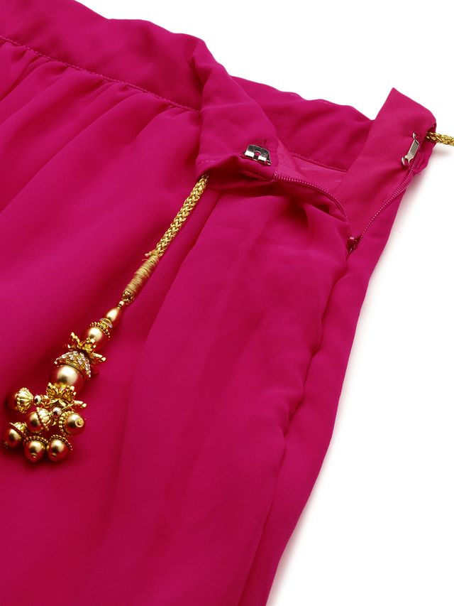 Bollywood Vogue Ready To Wear Dark Pink Embroidered Georgette Lehenga