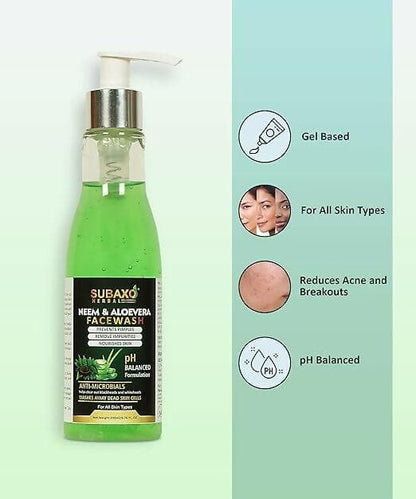 SUBAXO Herbs Neem & Aloevera Face Wash Anti Pollution Herbal Face Wash Neem Face Wash For Women & Men-200ml - HalfPe