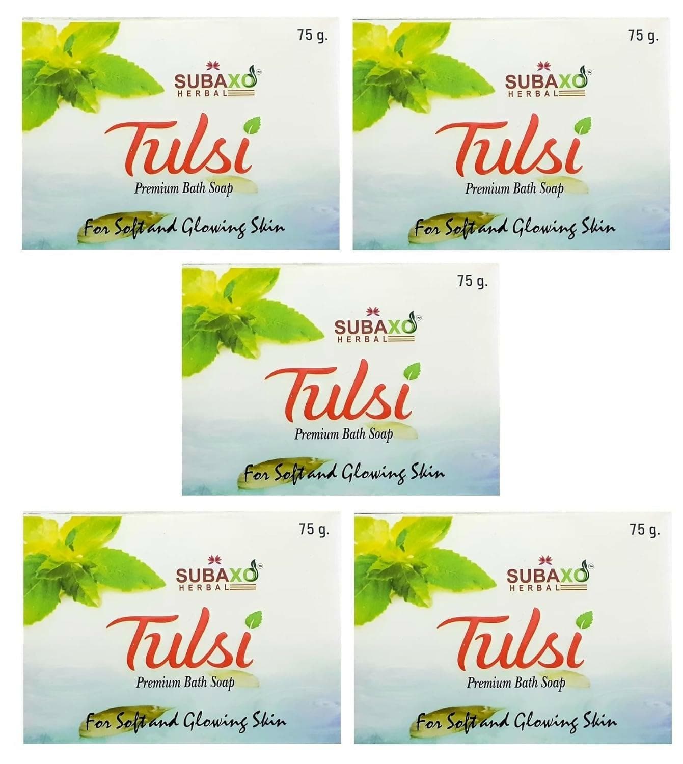 SUBAXO Tulsi Bath Soap Duo Glowing Skin (5x75g,Pack Of 5) - HalfPe