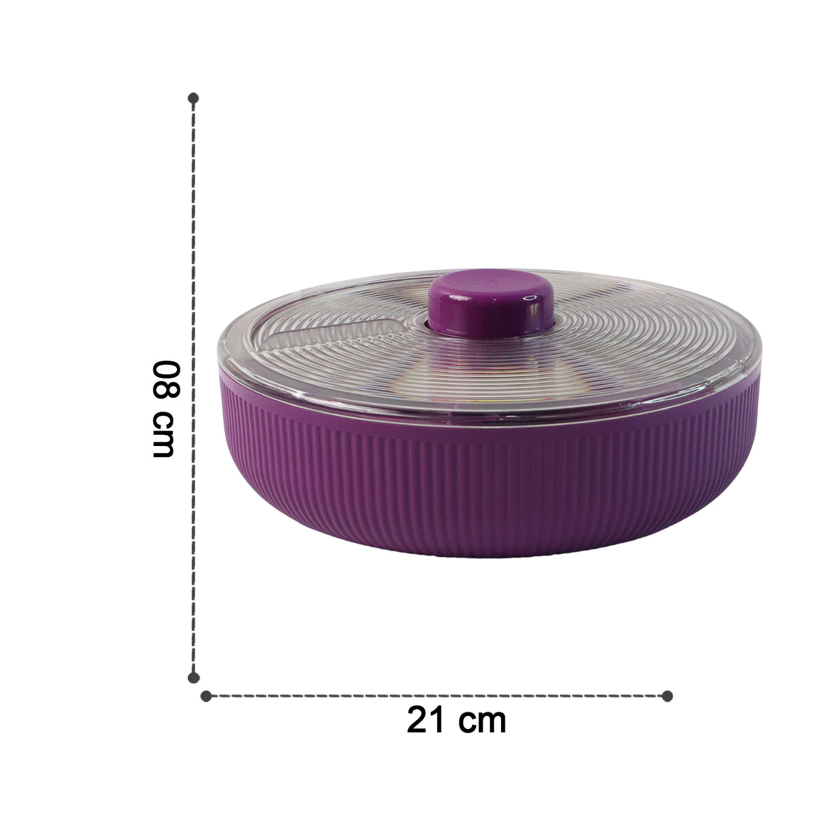 Supermom Multipurpose Round Rotating Dry Fruit & Snack Storage Container with Transparent Lid and Divided Compartments  (1 Pc)