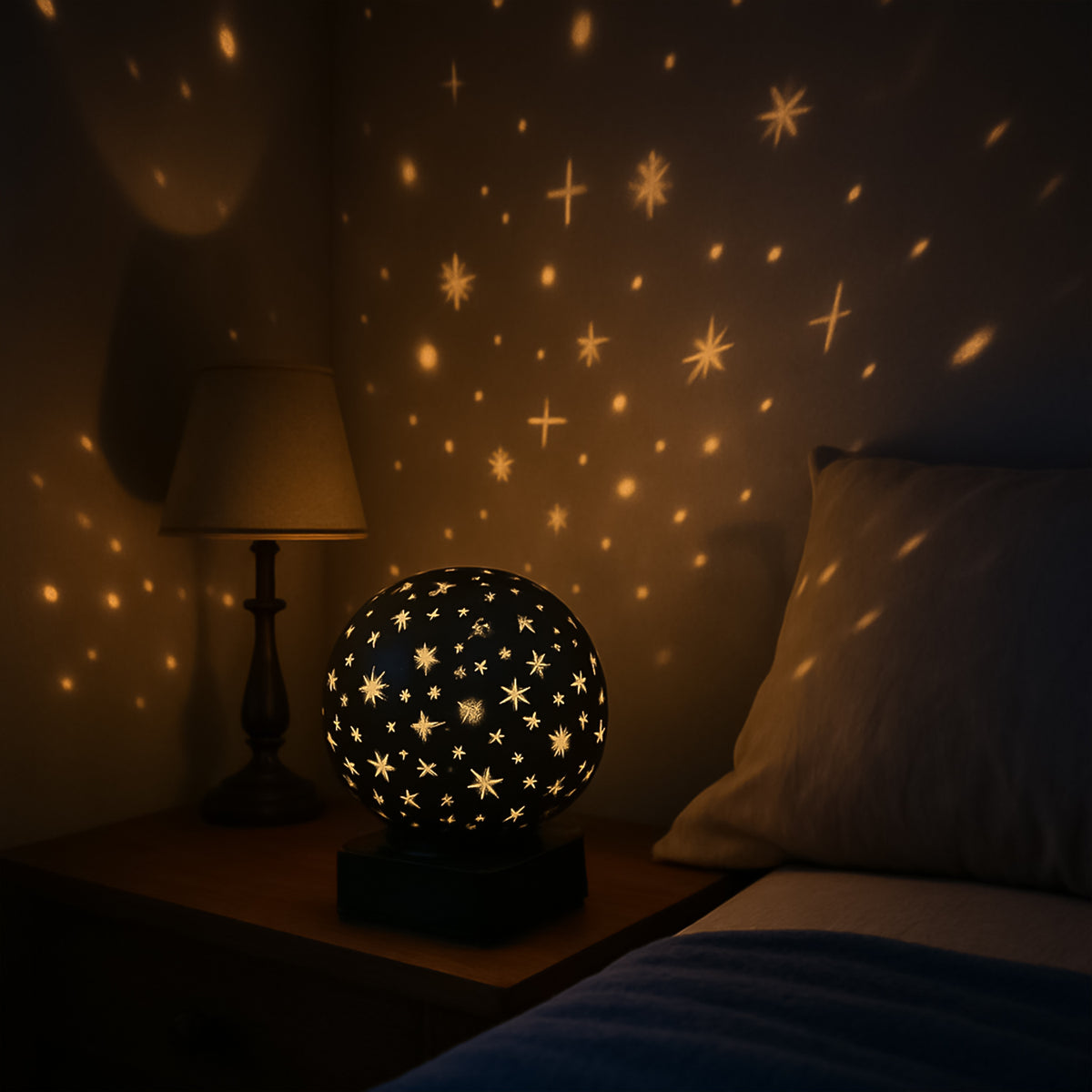 Starry Sky LED Projector Night Lamp with Battery  Galaxy Lamp with Decorative Star and Moon Patterns