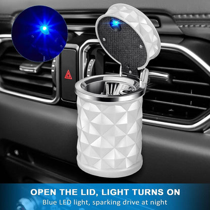 Car Cupholder Ashtray with Lid & Blue LED Light