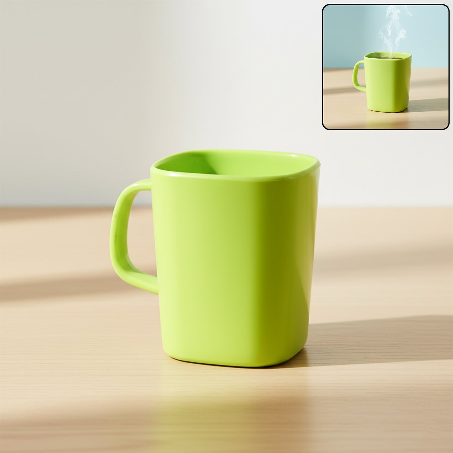 Square Melamine Mug – Premium Durable Lightweight Cup for Tea, Coffee, Milk & Beverages, Elegant Mix Color (1 Pc)