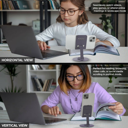 Premium 360° Foldable Desk Stand Multi-Angle & Height Adjustable for Smartphones & iPads