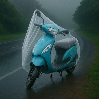 Small Disposable Plastic Activa Cover Small Size Dustproof & Waterproof Bike Cover for Rain Protection (1 Pc)