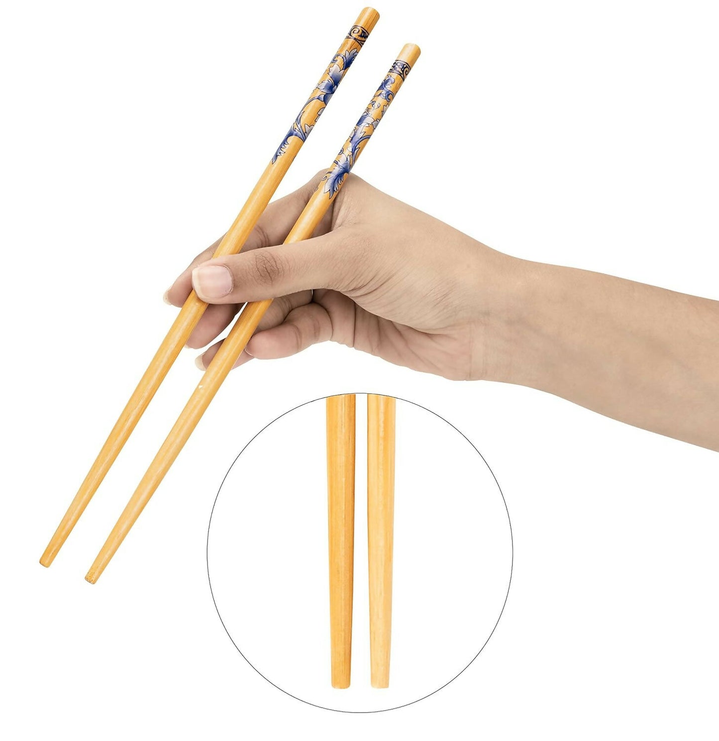 5 Pairs Natural Bamboo Reusable Chopsticks for Sushi, Noodles, Fried Rice (24 cm)3