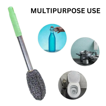 Long Handle Stainless Steel Bottle Cleaning Brush with Non-Slip Grip