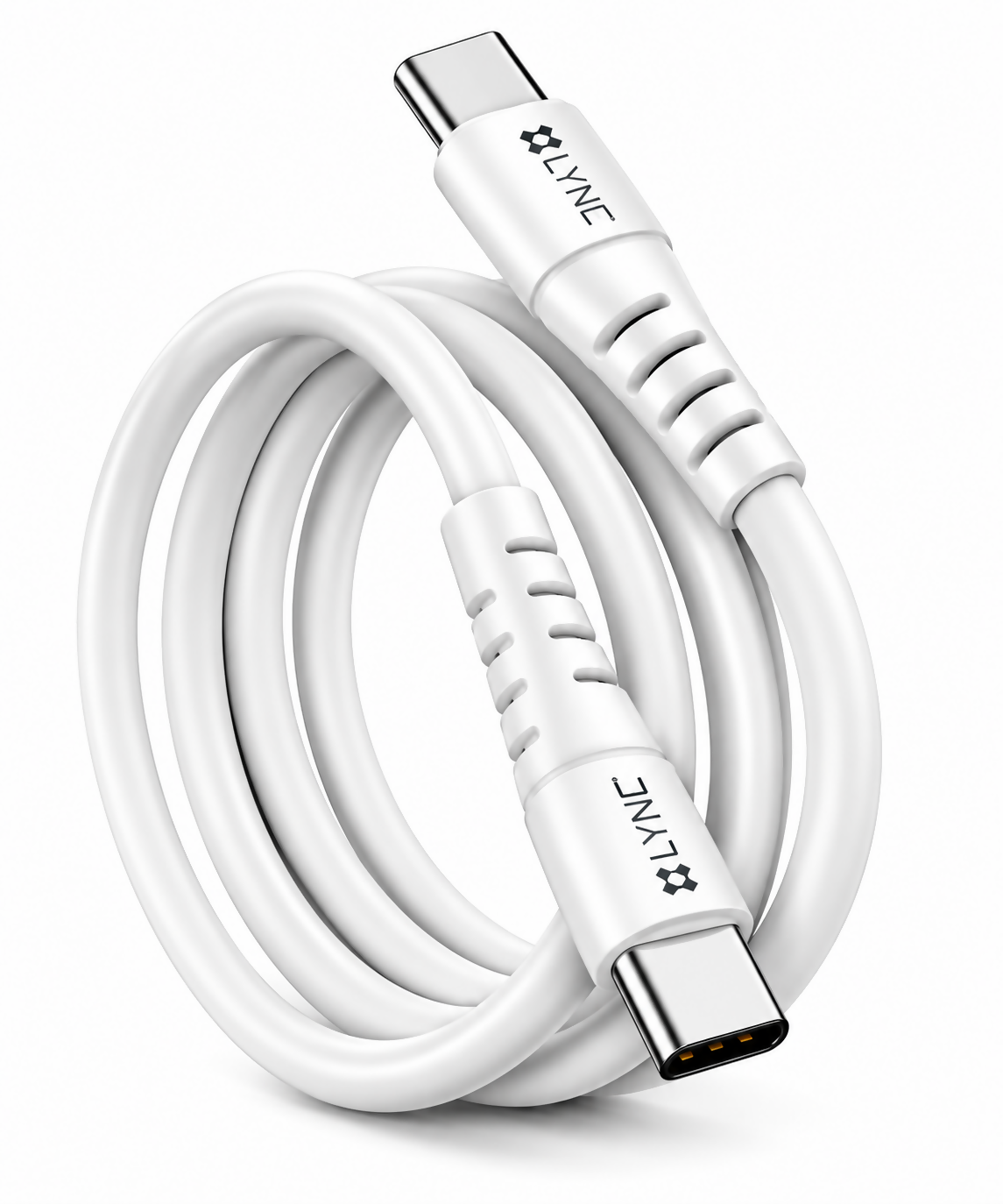 LYNE Flexy 80C Fusion Series 120W Type-C to Type-C Data Cable – 1 Metre, White