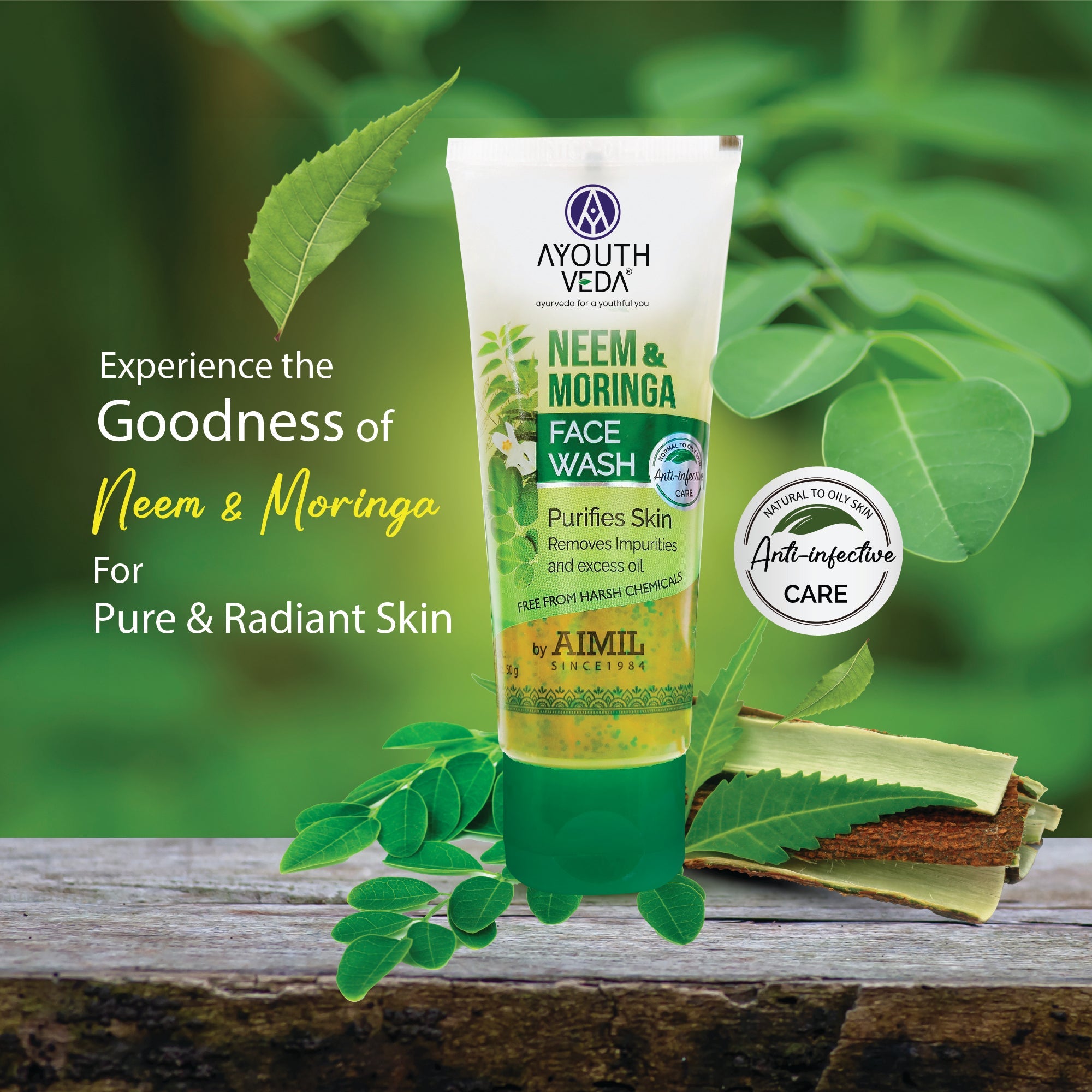Ayouthveda Neem And Moringa Face Wash Pack of 3 (50 gm) Aimil Ayouthveda