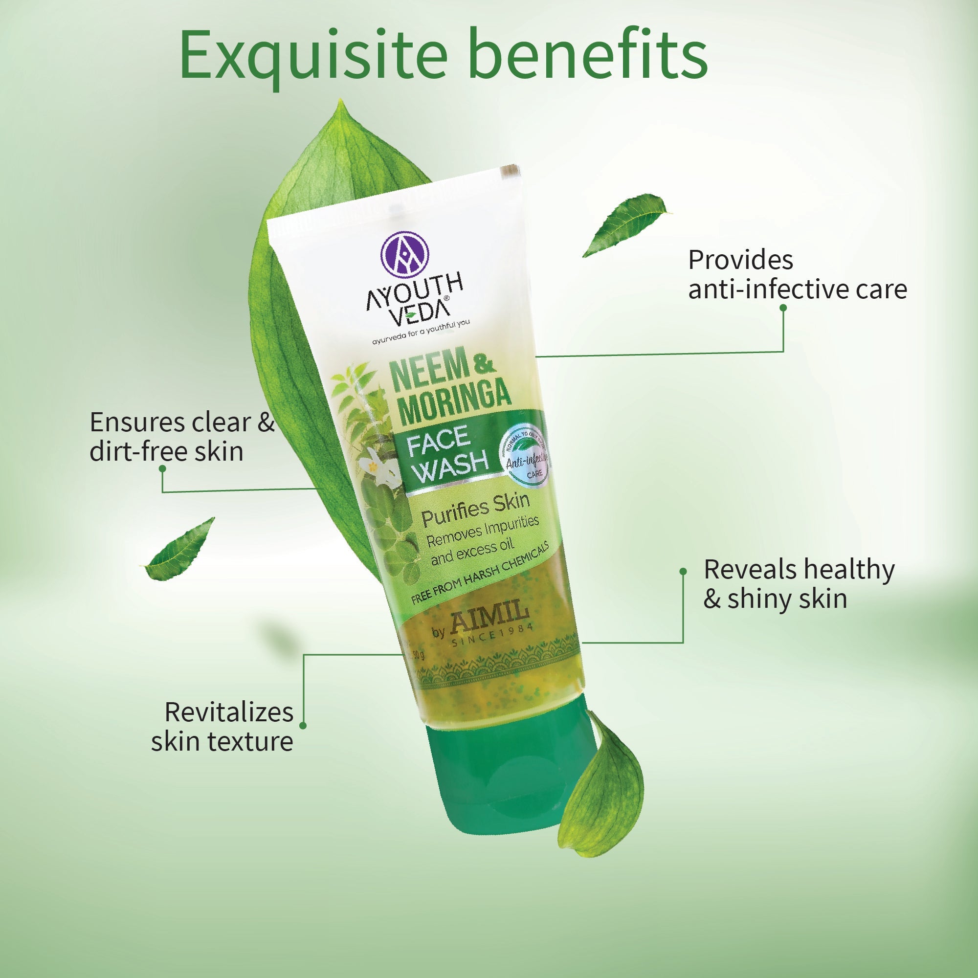 Ayouthveda Neem And Moringa Face Wash Pack of 4 (50 gm) Aimil Ayouthveda