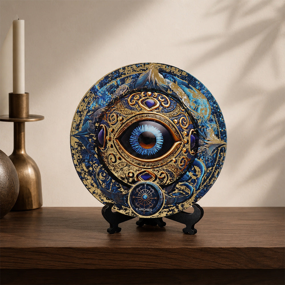 Archies Eye Ornamental Decorative Plate – Celestial Eye Gold Zodiac