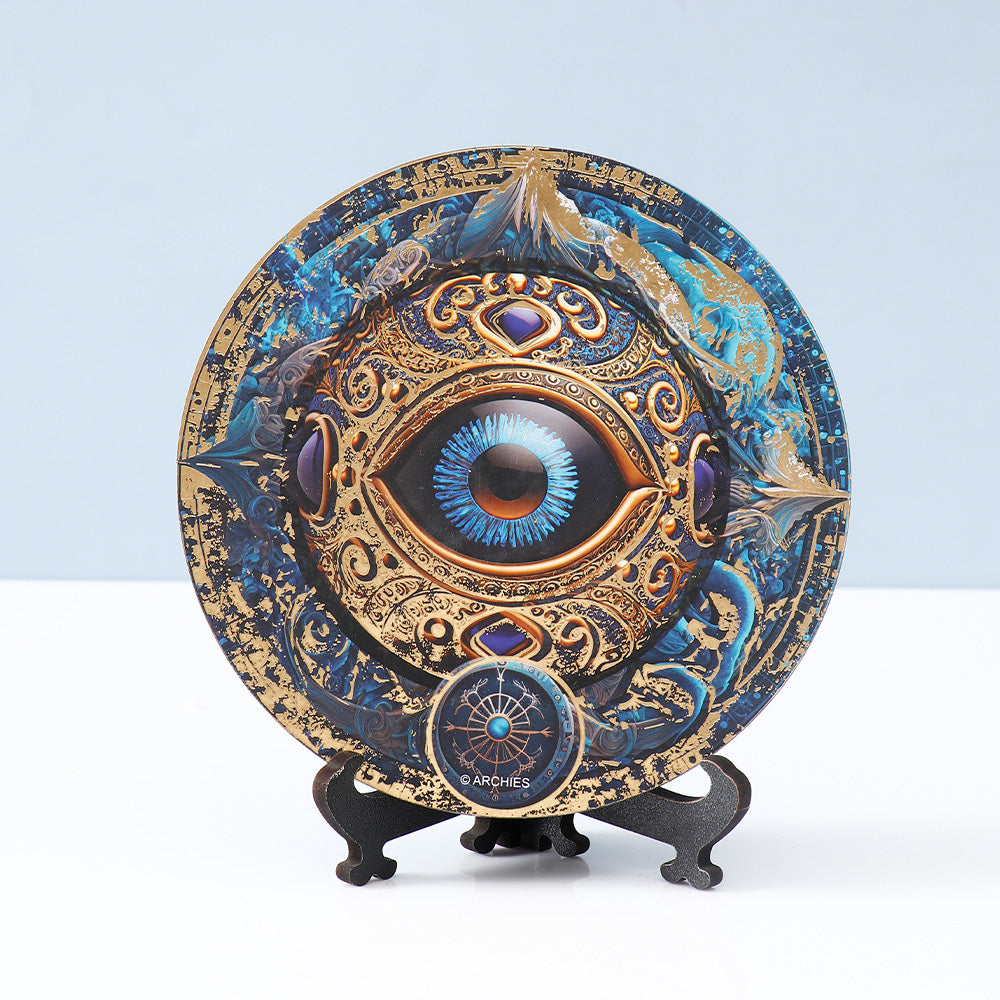 Archies Eye Ornamental Decorative Plate – Celestial Eye Gold Zodiac Detail