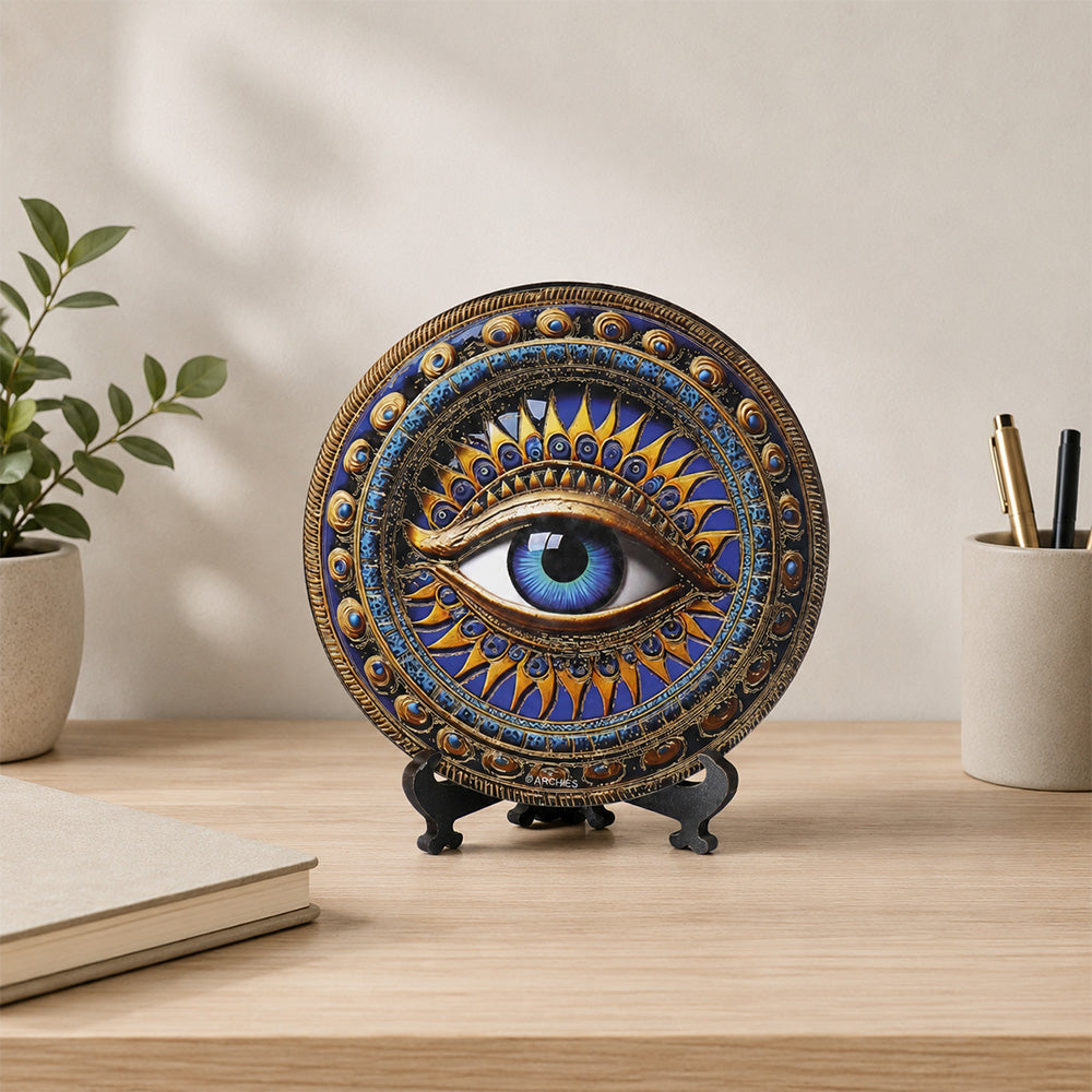Archies Eye Ornamental Decorative Plate – Royal Blue Eye with Sun Crown