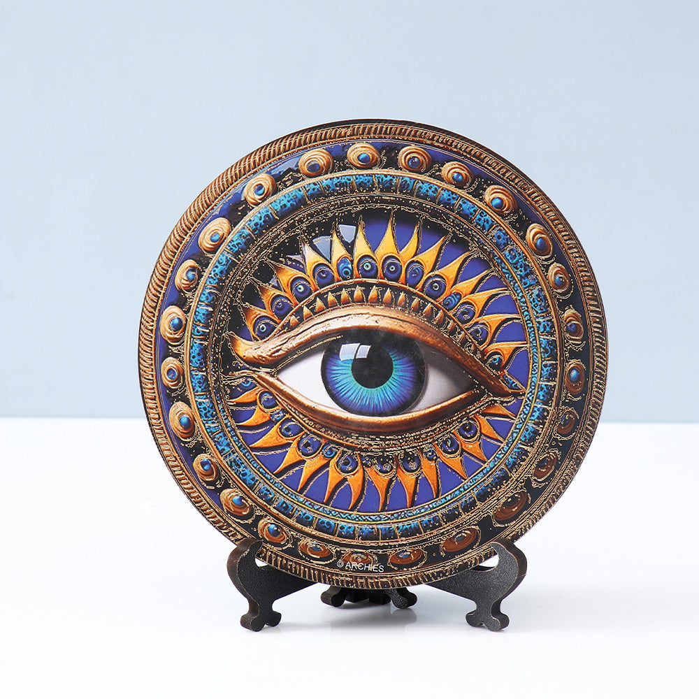 Archies Eye Ornamental Decorative Plate – Royal Blue Eye with Sun Crown Detail