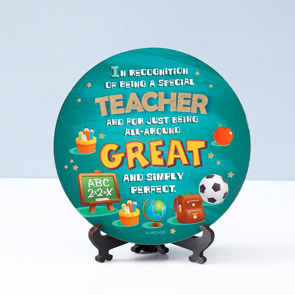 Archies Teacher Appreciation Decorative Plate – In Recognition of Being a Special Teacher Detail
