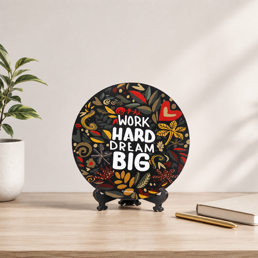 Archies Inspirational Decorative Plate – Work Hard Dream Big