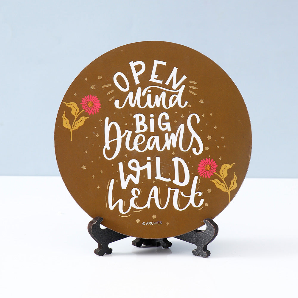Archies Inspirational Decorative Plate – Open Mind Big Dreams Wild Heart Detail