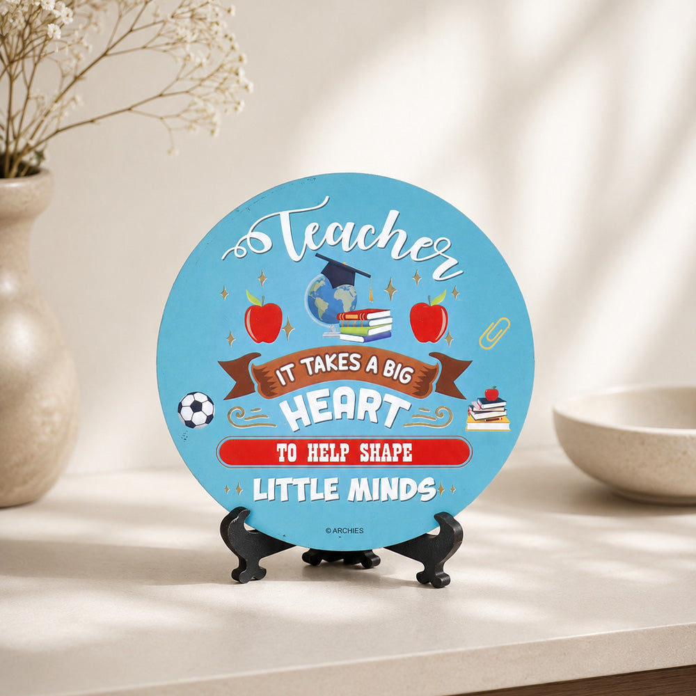Archies Teacher Appreciation Decorative Plate – Teaching It Takes a Big Heart Blue