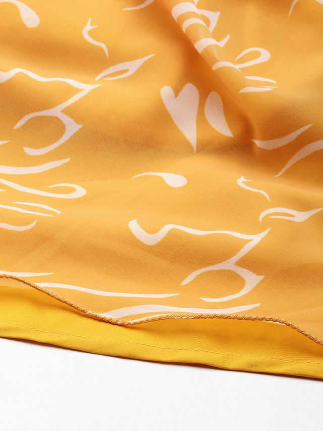 Bollywood Vogue Ready To Wear Mustard Digital Printed Georgette Dress