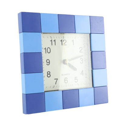 Square Quartz Table Clock – Bold Block-Pattern Frame, Easy-Read Dial, Battery-Operated Analog Desk Clock for Home - (1 Pc)