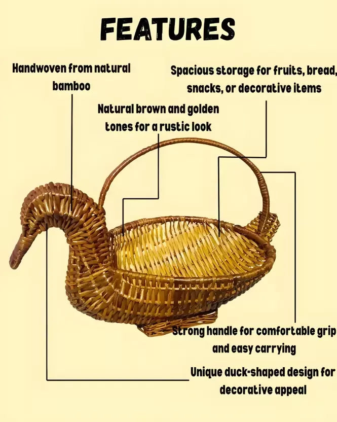 The Taurus Threads Swan-Shaped Bamboo Fruit & Vegetable Basket – Gold JPS PRODUCTS (ACHSA)
