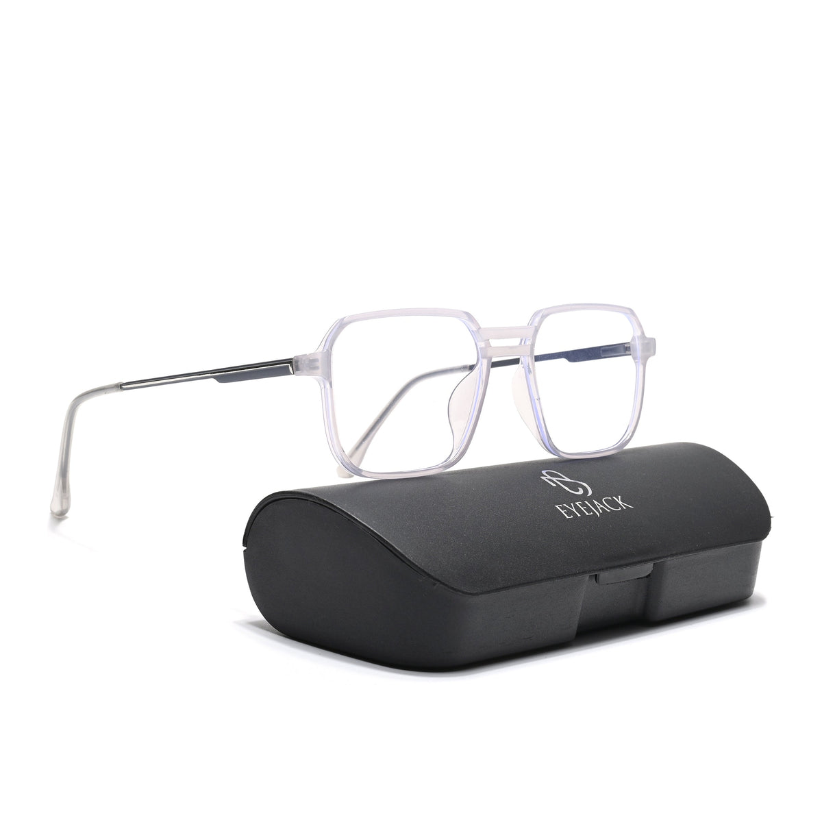 Eyejack Essentials Transparent Grey Square Eyeglasses for Men and Women - Style 1392 - view 6
