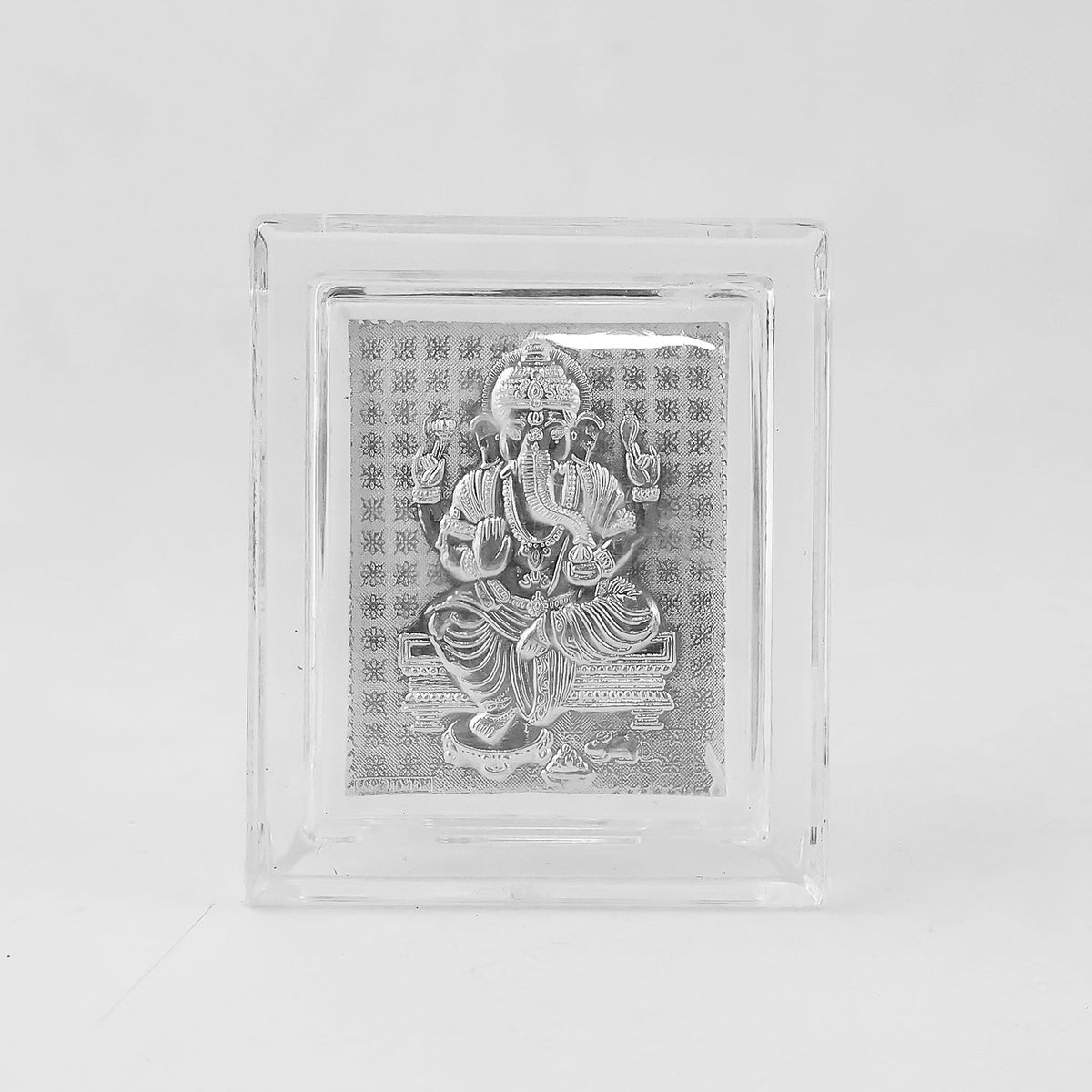 Embossed Silver-plated Lord Ganesha Photo Frame  (1 Pc) HP DD