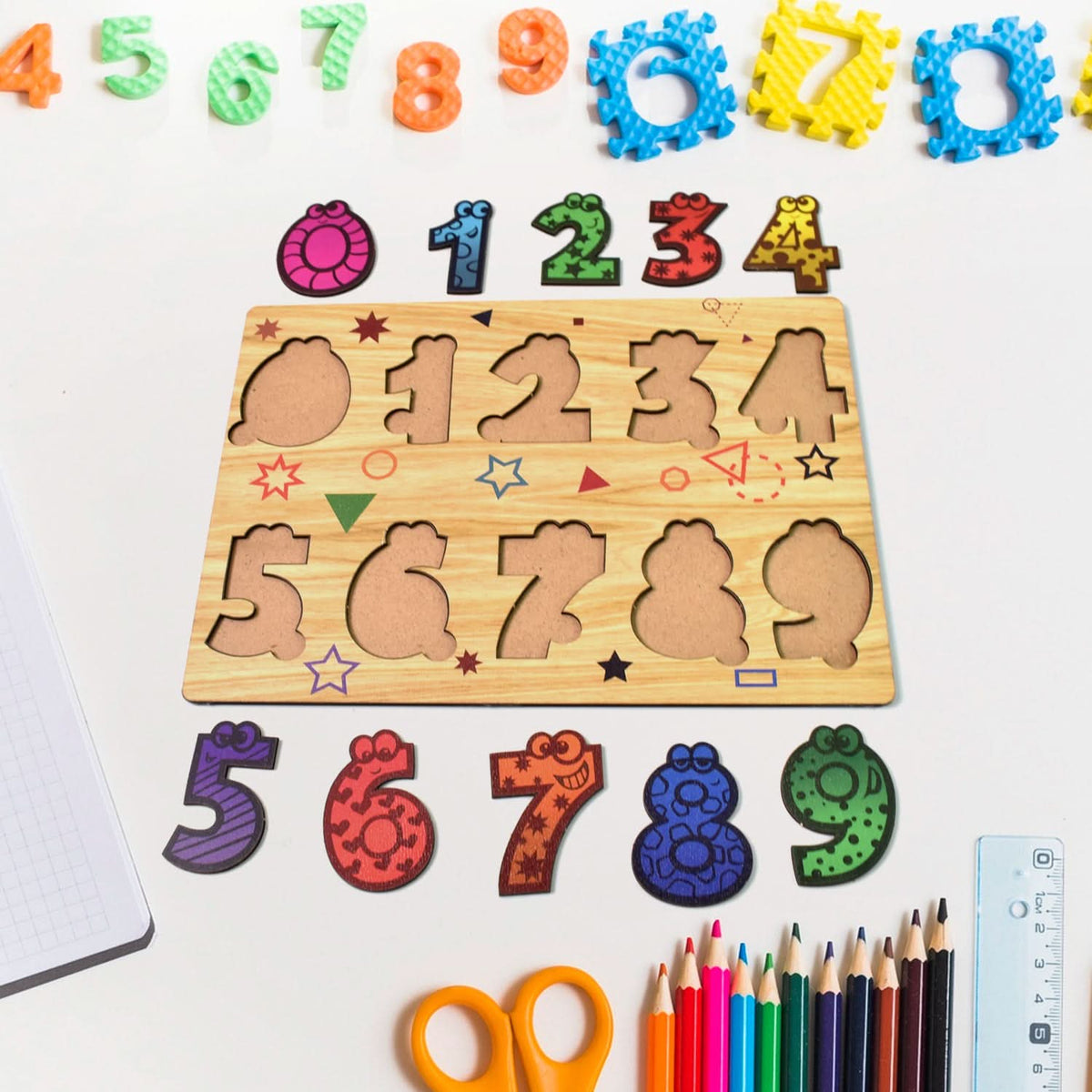 Wooden Number Puzzle Learning Educational Board (1 Set  2820 Cm) HP DD