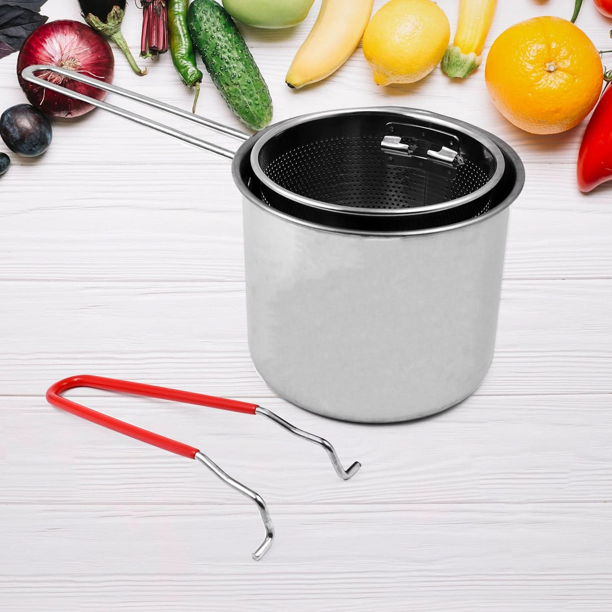 Small Deep Frying Pot with Strainer Basket – 2 Pc Set for Easy and Mess-Free Cooking HP DD