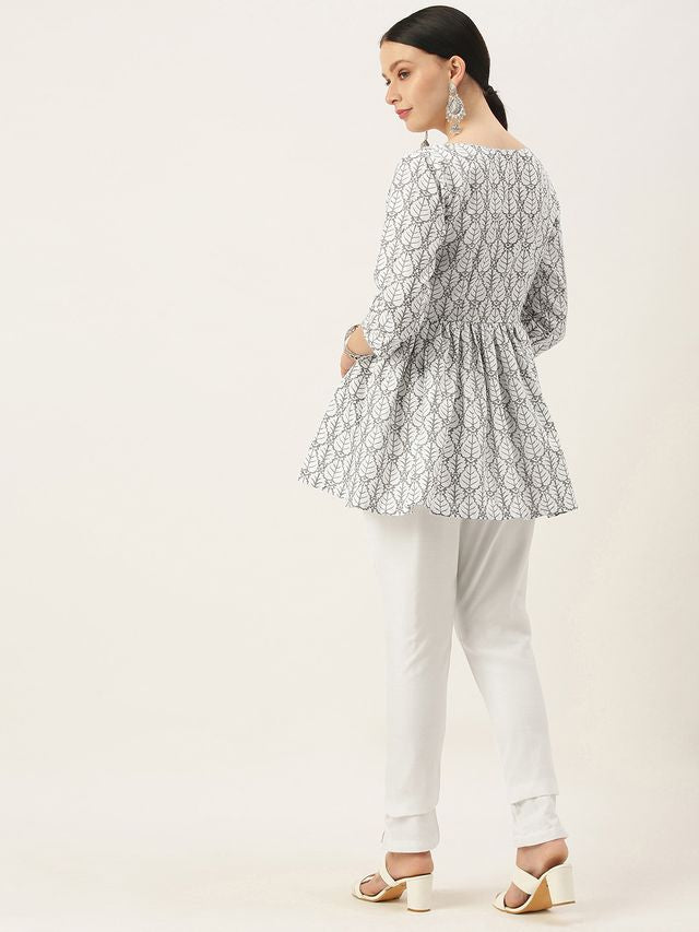 Bollywood Vogue Ready To Wear White Rayon Pant Blouse N Jacket Set