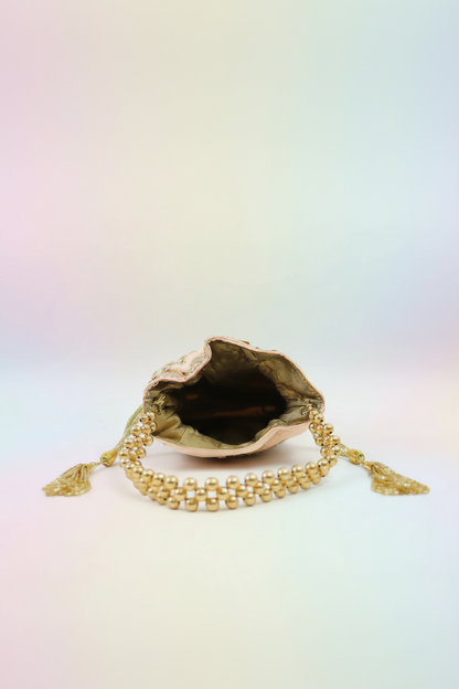 Champagne Gold Embroidered Potli Bag – Festive Clutch for Women RAYORA ENTERPRISE