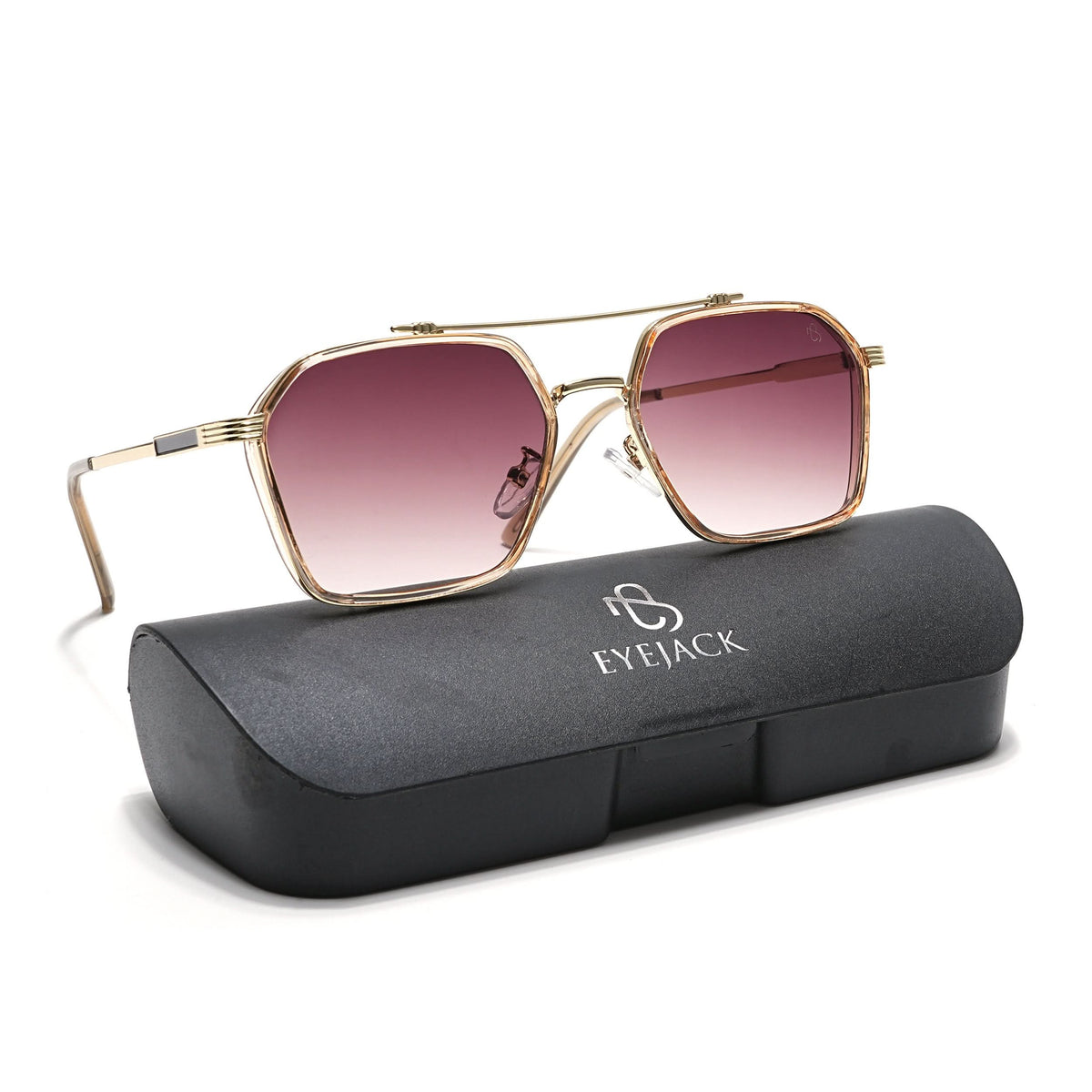 Eyejack Golden & Pink Square Sunglasses for Men and Women - view 8