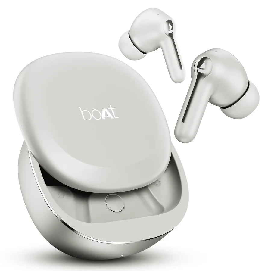 boAt Airdopes Prime 511, Volume Swipe Controls, 50H Battery, 4Mics ENx, App Support Bluetooth (Zinc White, True Wireless) Halfpe Deals