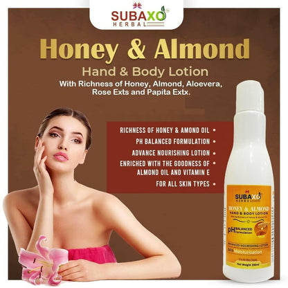 SUBAXO Honey & Almond Herbal Hand & Body Lotion Duo (2x200ml,Pack Of 2) - HalfPe