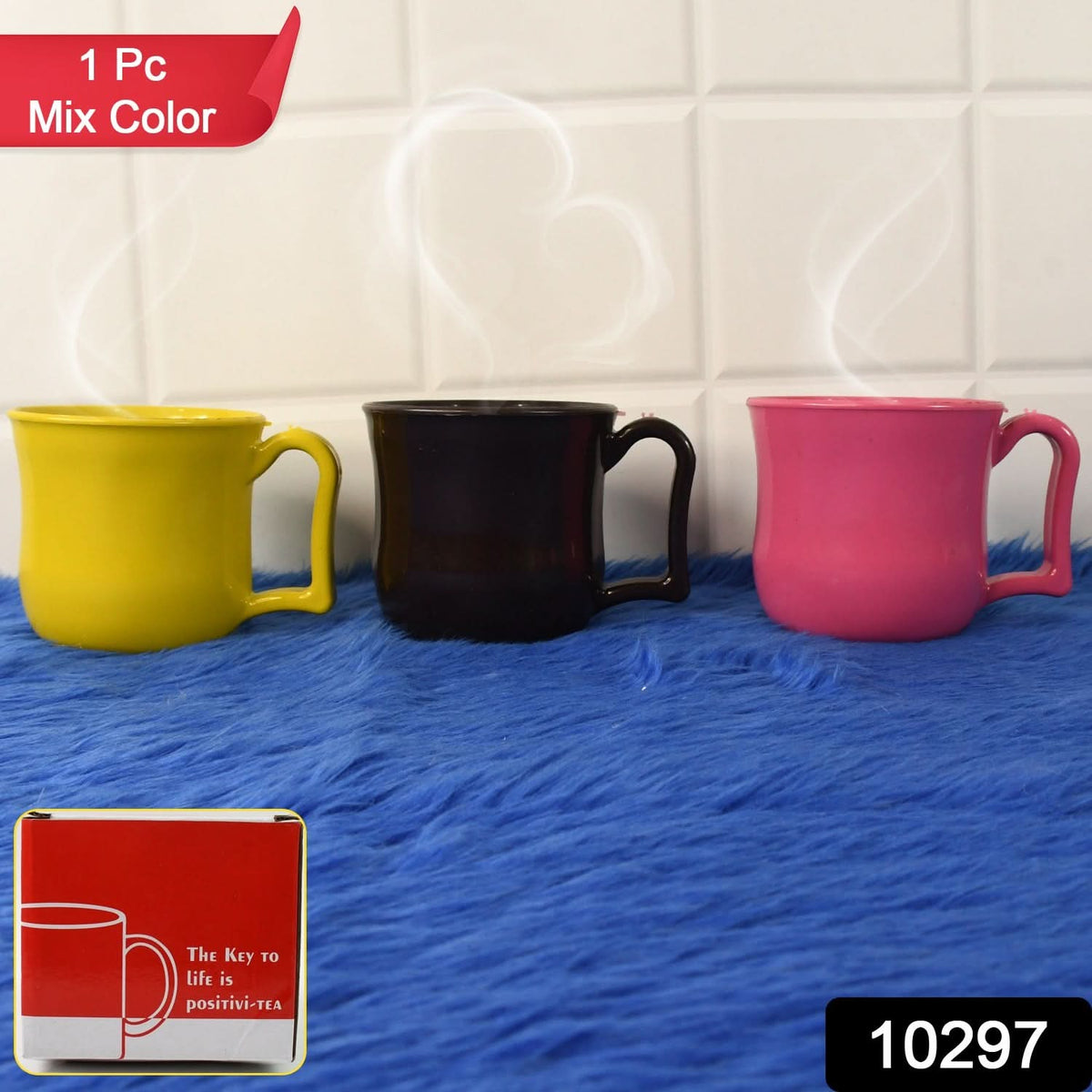 Premium Plastic Coffee  Tea Cups  Mug With Handle (1 Pc  With Color Box  Mix Color) HP DD