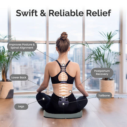 Sleepsia Orthopedic Coccyx O-Shape Seat Cushion Pillow for Tailbone Pain Relief (Black/Grey)