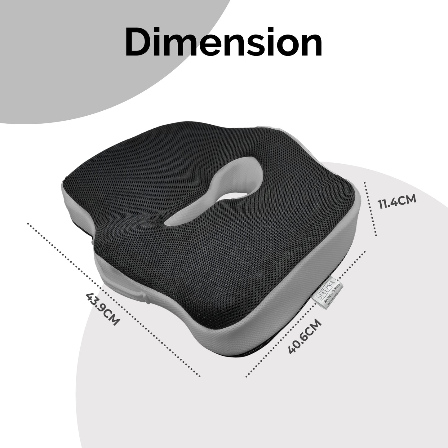 Sleepsia Orthopedic Coccyx O-Shape Seat Cushion Pillow for Tailbone Pain Relief (Black/Grey)